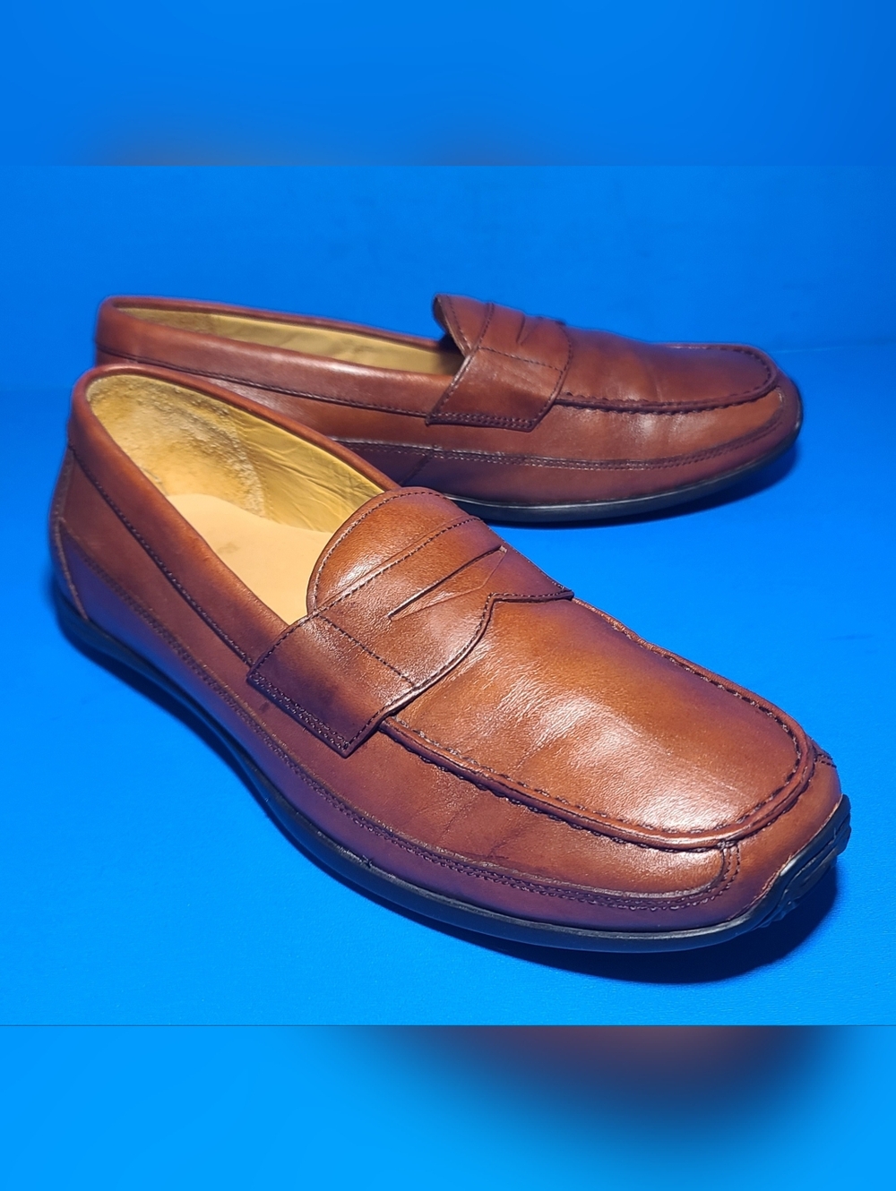 Polo Ralph Lauren Alston Men's Brown Tan Leather Penny Loafers  size 10 D US